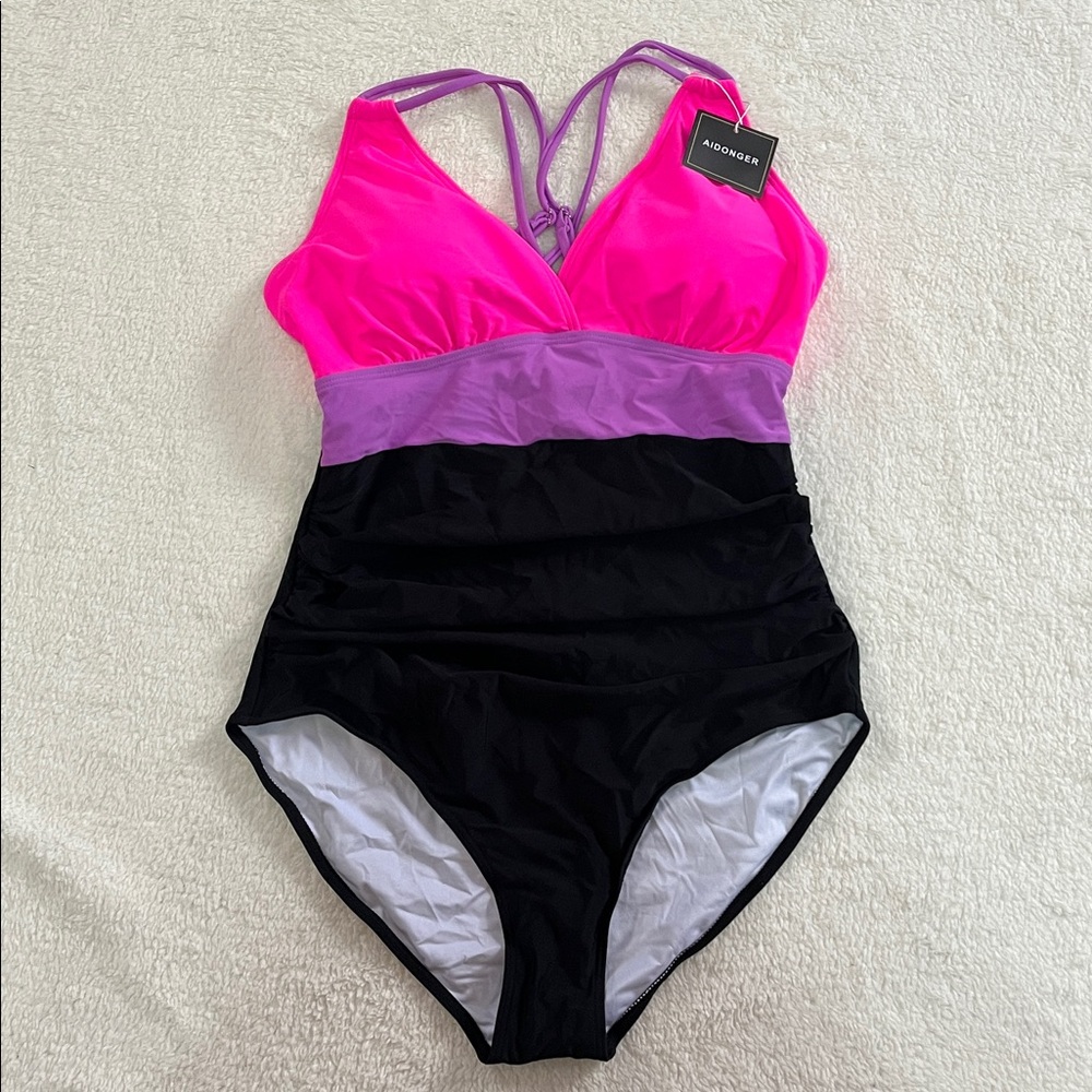 Adore Me Women's Pink and Black One Piece Swimsuit